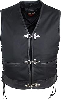 EURO STARS Biker Motorrad Bon Textil Weste Kutte, Biker Leather Vest Black