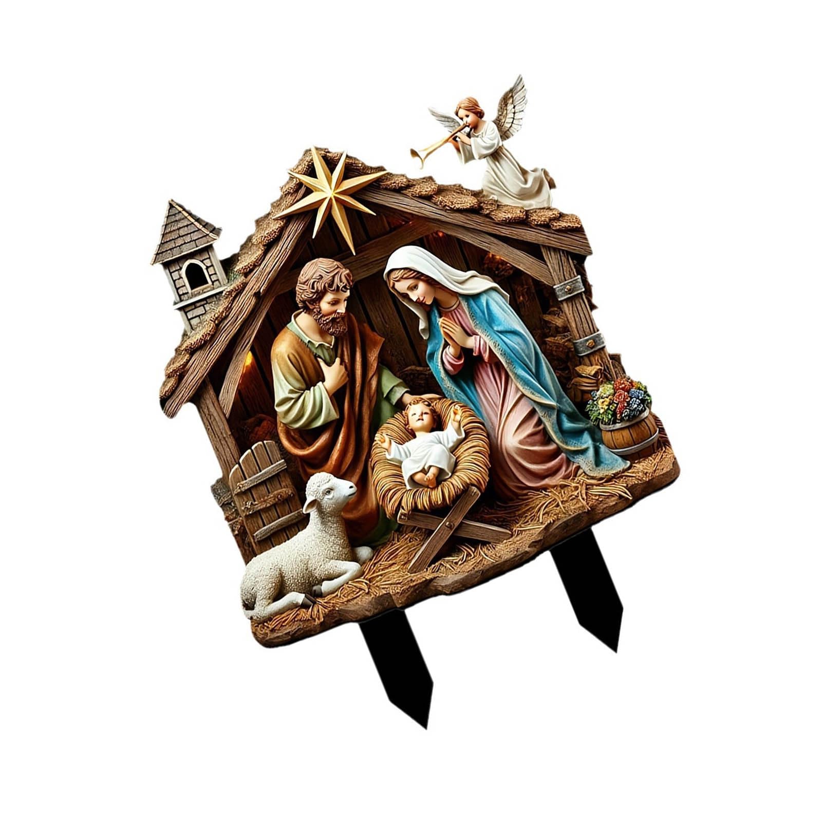 Laikoutd Christmas Decorations Josephs And Marys Jesuses Statue Rustics Styles Holy Family Nativity Figurines Flower Pots Garden Holy Family Nativity Figurines