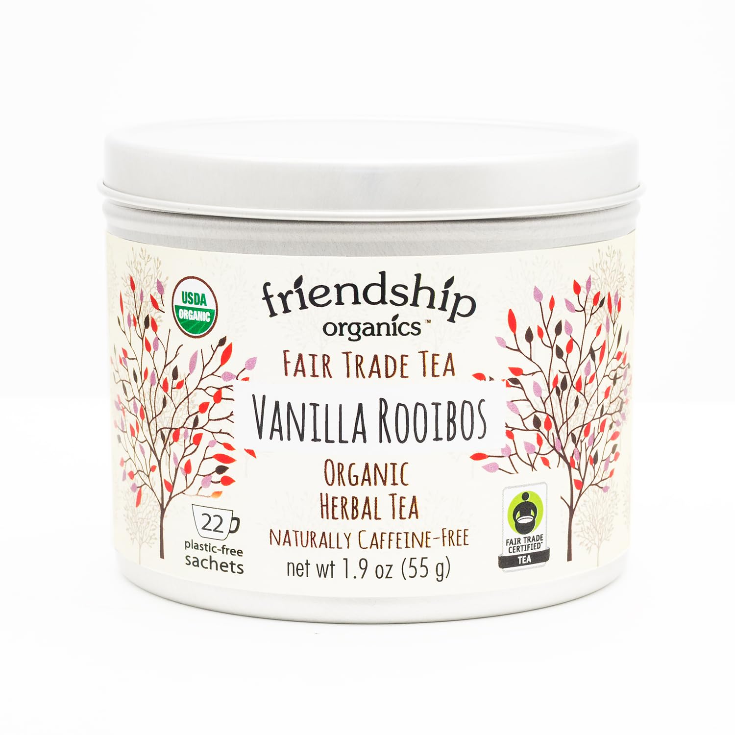 Vanilla Rooibos Tea Bags, Organic and Fair Trade Herbal 22 Count