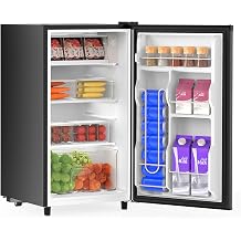 DUMOS 3.2 Cu.Ft Mini Fridge with Freezer, Single Door Refrigerator with Adjustable Thermostat, Compact Small Fridge for Bedroom, Office, Dorm, 17.72"*17.72"*31" Black