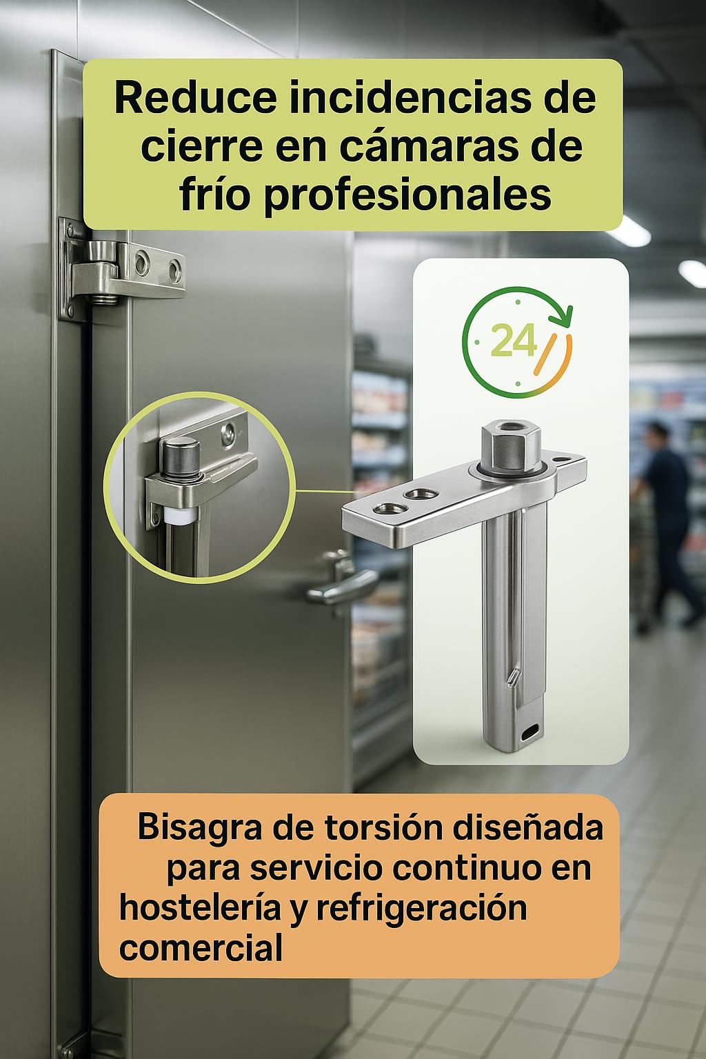 Bisagra Pivot Zamak Con Muelle Estrella 95FI68341 Para Puerta Camara Frigorifica Derecha Izquierda Resorte Torsion Nevera Industrial Profesional Bisagra Refrigerador Hosteleria