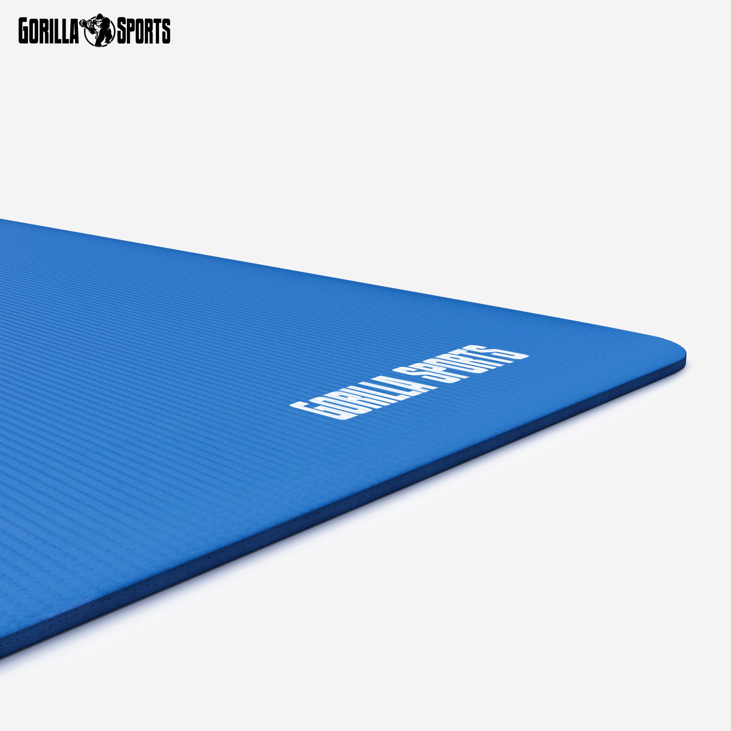 GORILLA SPORTS® Yogamatte - 190x60x1,5 cm oder 190x100x1,5 cm, mit Tragegurt, Phthalatfrei, Rutschfest, Farbwahl - Gymnastikmatte, Fitnessmatte, Sportmatte, Trainingsmatte, Übungsmatte