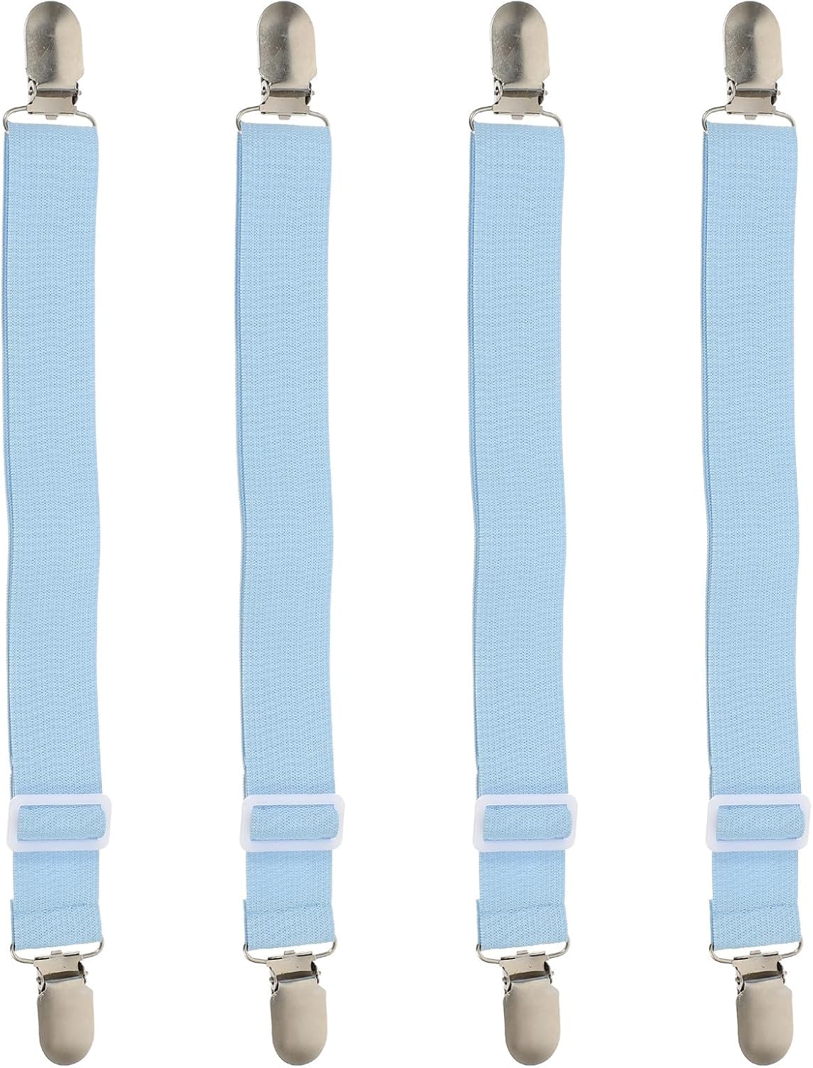 Abaodam Adjustable Elastic Mattress Sheet Straps Clips 4pcs Blue 18cm to 100cm Extendable Bed Sheet Fasteners Fitted Holders for Bedding Securement