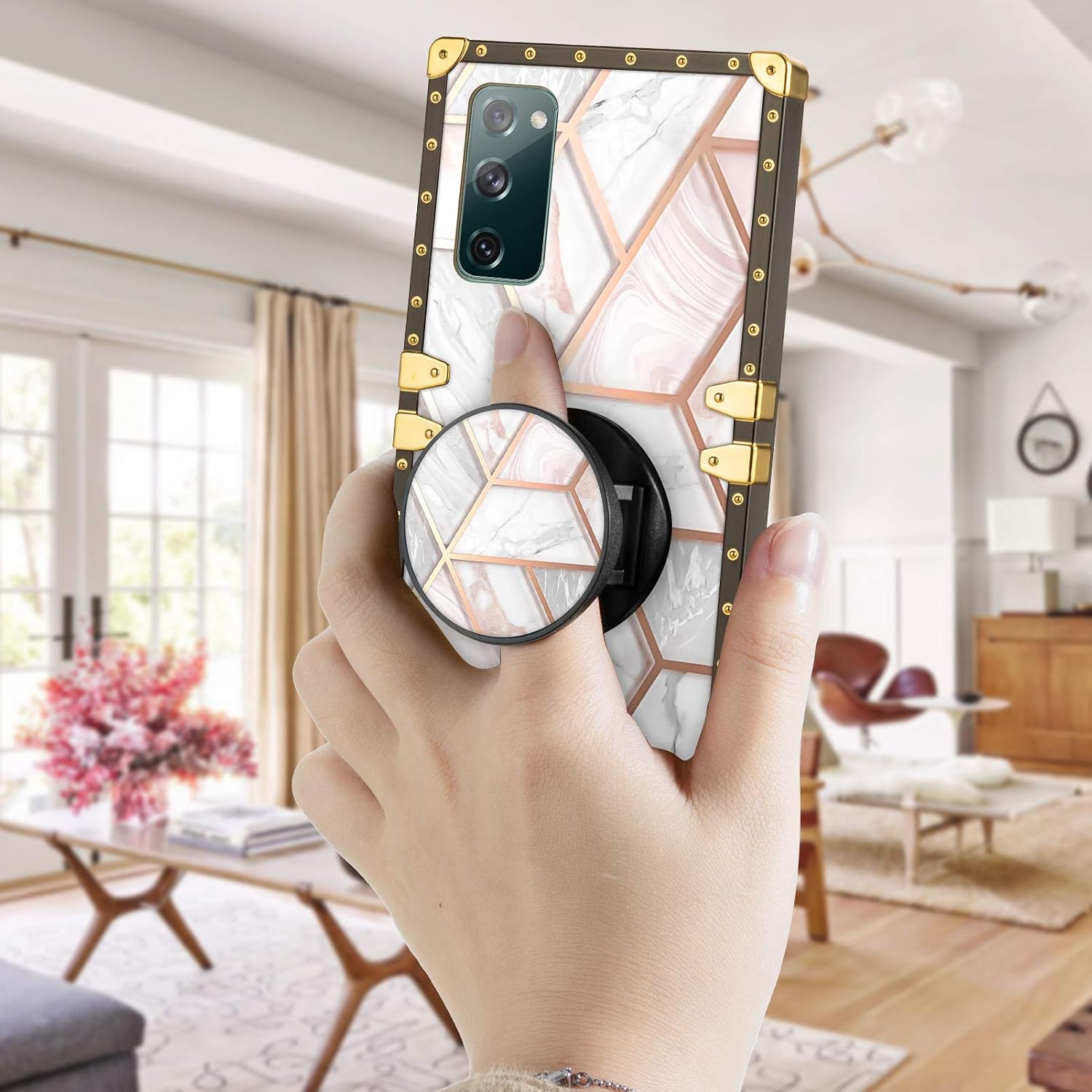 BITOBE Luxury Square Phone Case Samsung S20 FE 5G White Marble Retro Elegant Soft TPU Design Cover for Samsung Galaxy S20 FE 5G 6.5 INCH 2020