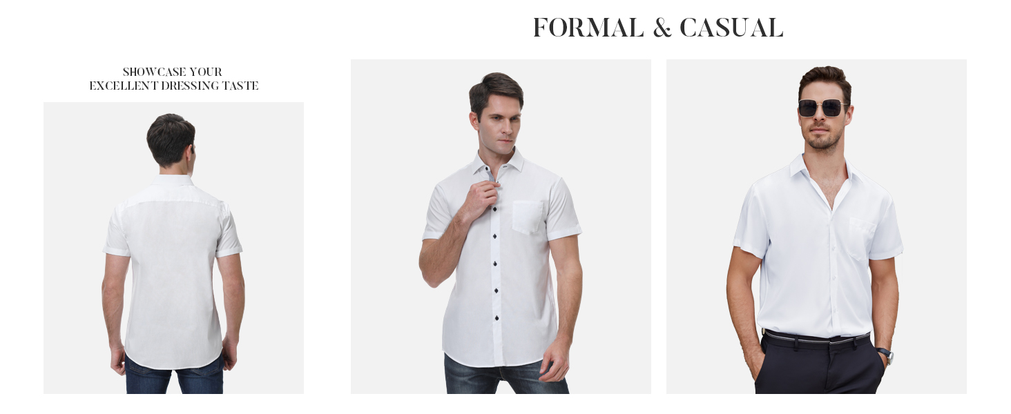 Esabel.C Men's Wrinkle-Free Short Sleeve Button Down Shirt - 4-Way Stretch, Plaid, Business Casual