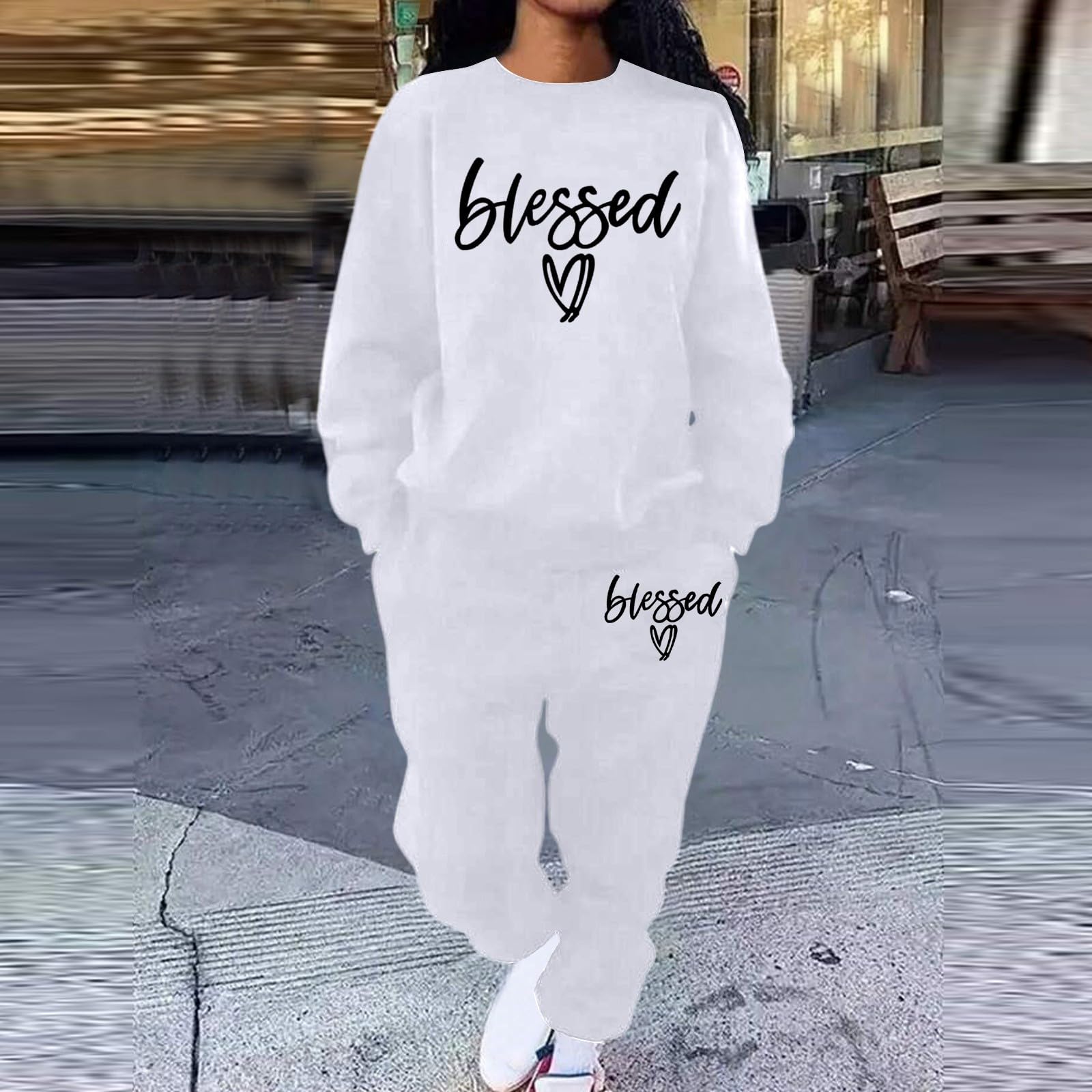 Completo Donna Casual Elegante con Felpa con Cappuccio e Pantaloni della Tuta per Comodo e Alla Moda
