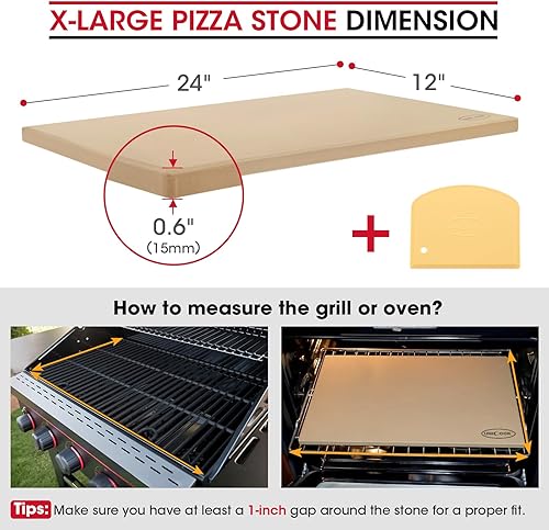 Miniatura 16 de Unicook Piedra de pizza extragrande de 24 x 18 pulgadas para hornos caseros y hornos comerciales, piedra rectangular para hornear, ideal