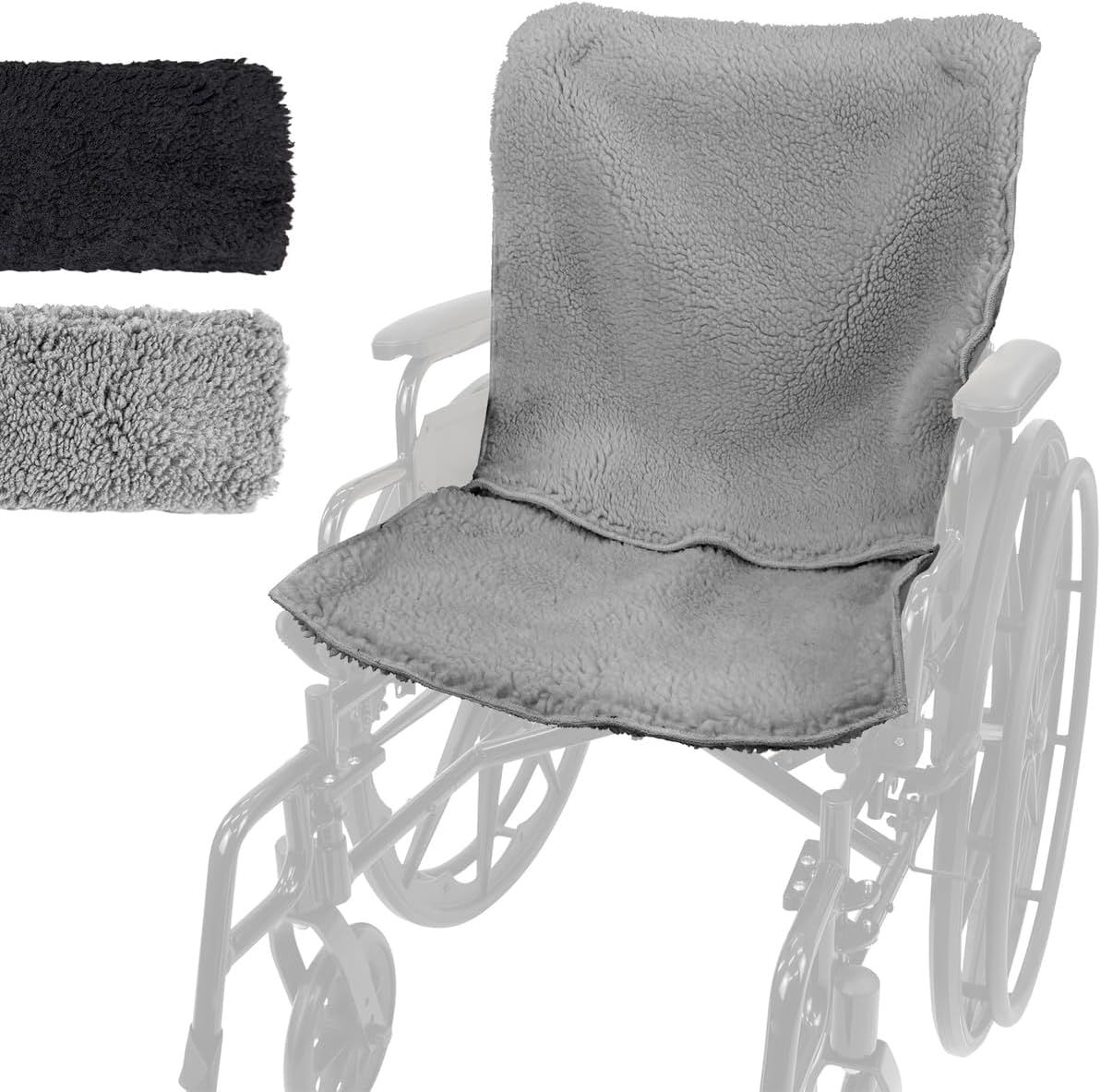 Vive Wheelchair Sheepskin Pad – Seat & Backrest Cover – Accessories for Back Pain Relief for Seniors, Adults – Bed Sore Supplies for Chair, Mobility Scooter – Faux Fur Pressure Pads Medical Supplies