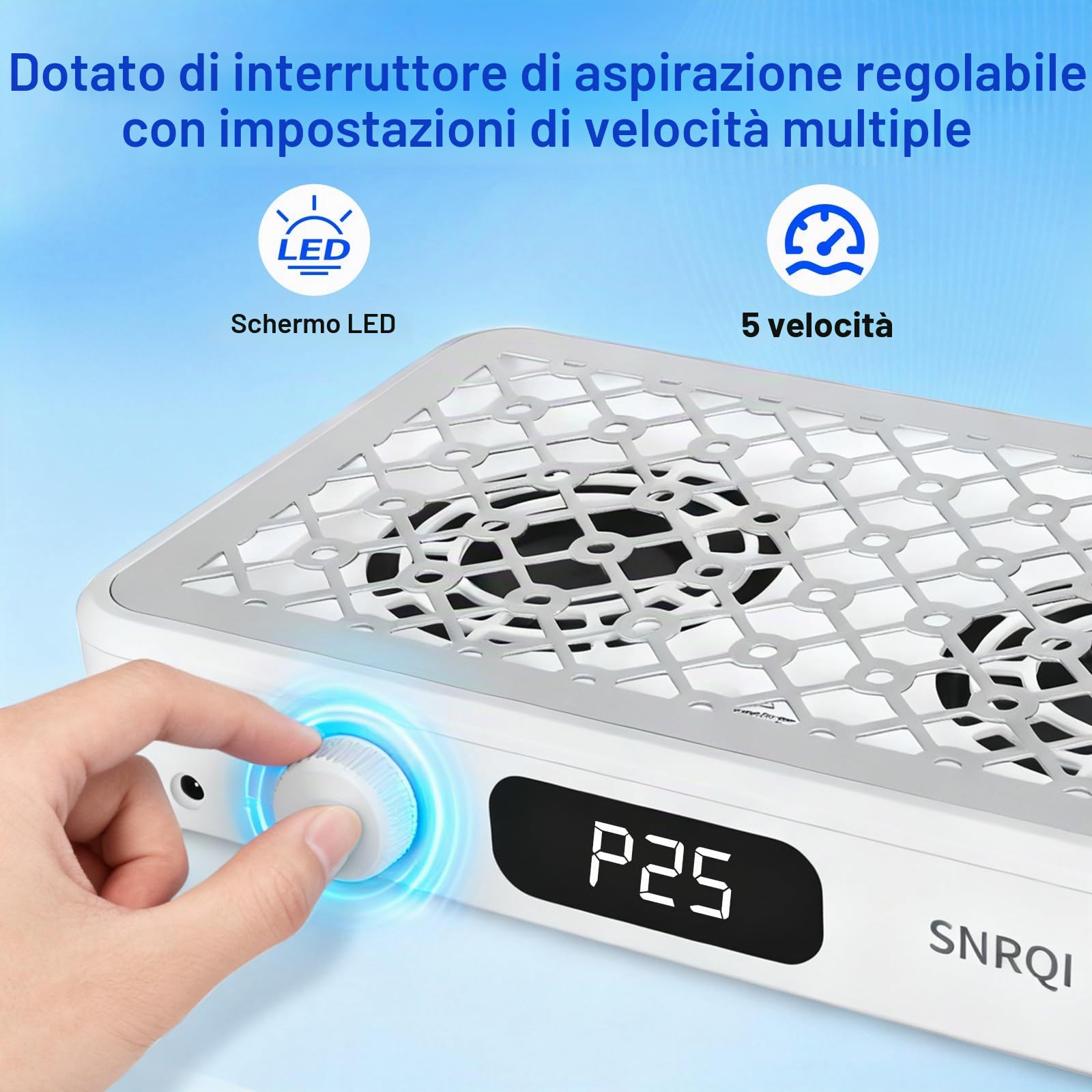 Aspirapolvere per Unghie Professionale 120W, Aspiratore per Unghie da 7000RPM con Carta da Filtro, Doppia Potenza di aspirazione, Regolabile, Potente Aspiratore Unghie per Salone e casa