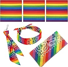 6 Pieces Rainbow Pride Bandana Square Scarf Gay Pride Bandana Headband Scarf for Party Celebration Supplies