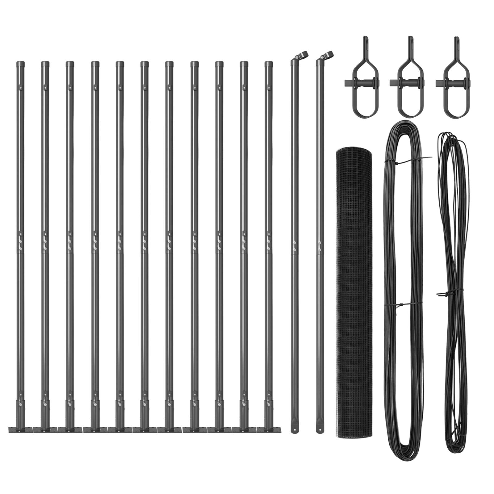 Vidaxl Welded Wire Fence With Flange Posts Grey 1.2 X 25 Durable Metal Construction For Outdoor Fence Garden Solutions Modern Set Safety Fence Durable Barrier Size 13