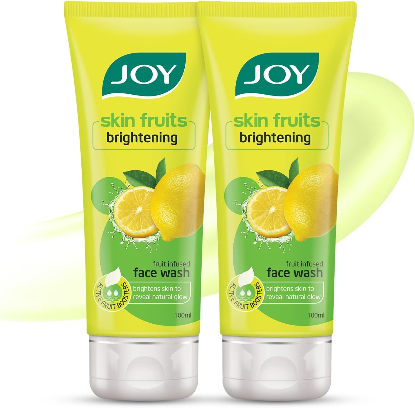 Joy Skin Fruits | Skin Brightening and Glowing | Fruit Infused Face Wash | With Lemon extracts & Active Fruit Boosters | Lemon Face Wash For Oily Skin | Pack of 2 X 100 ml
