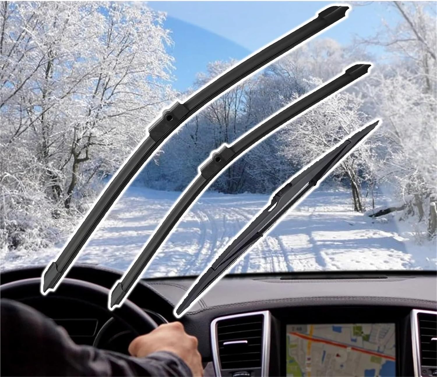 Car Windshield Wipers For Peugeot For Hatchback For 2006-2014 Front Rear Wiper Blades 26"+17"+16"Automotive Parts Car Windshield Suitable Wipers Set