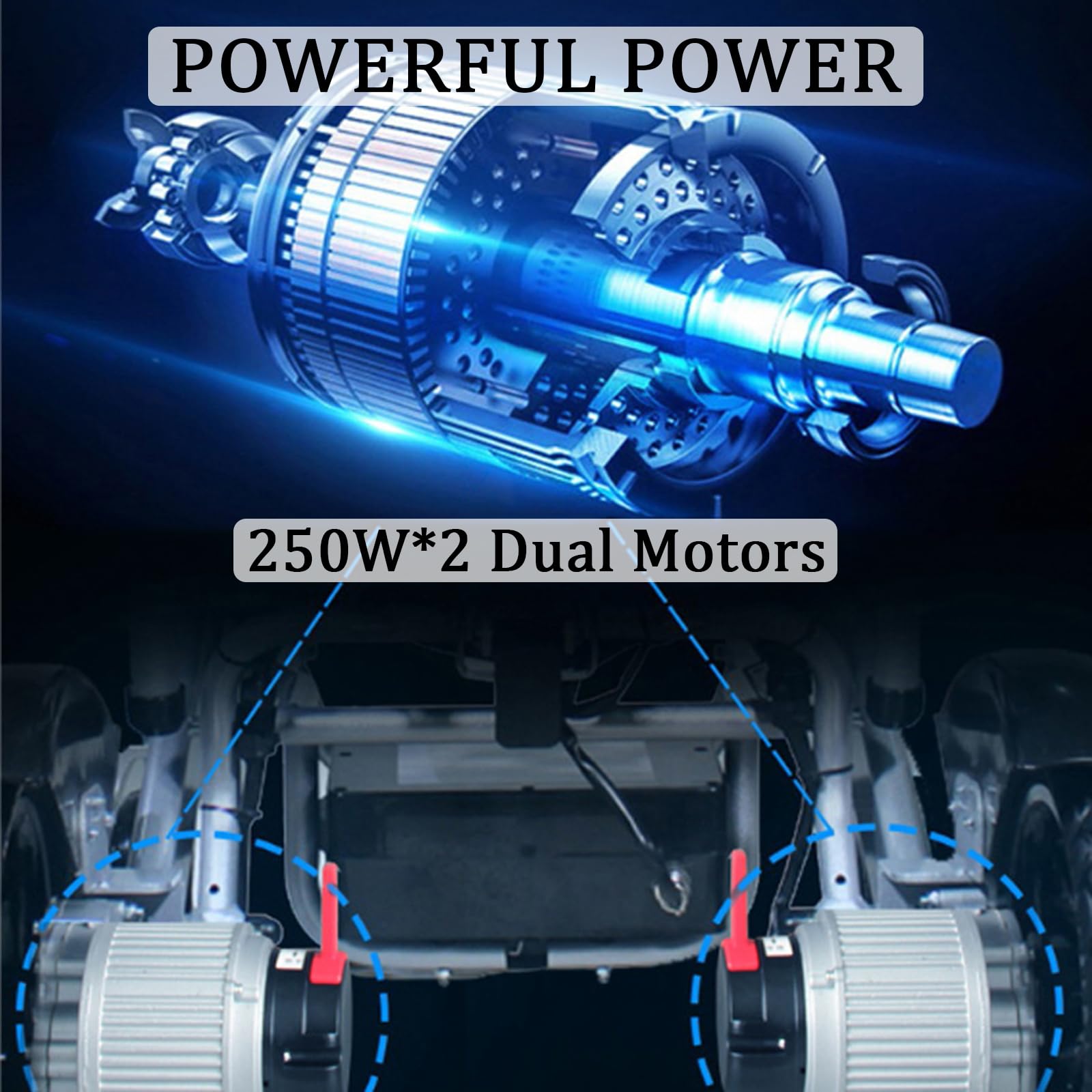 DYNAMISM Nuevas sillas de Ruedas eléctricas para Adultos, Silla de Ruedas Plegable Ligera de 24 kg, Motores duales de 250 W, Controladores duales, Modos duales (eléctrico/Manual),Silver