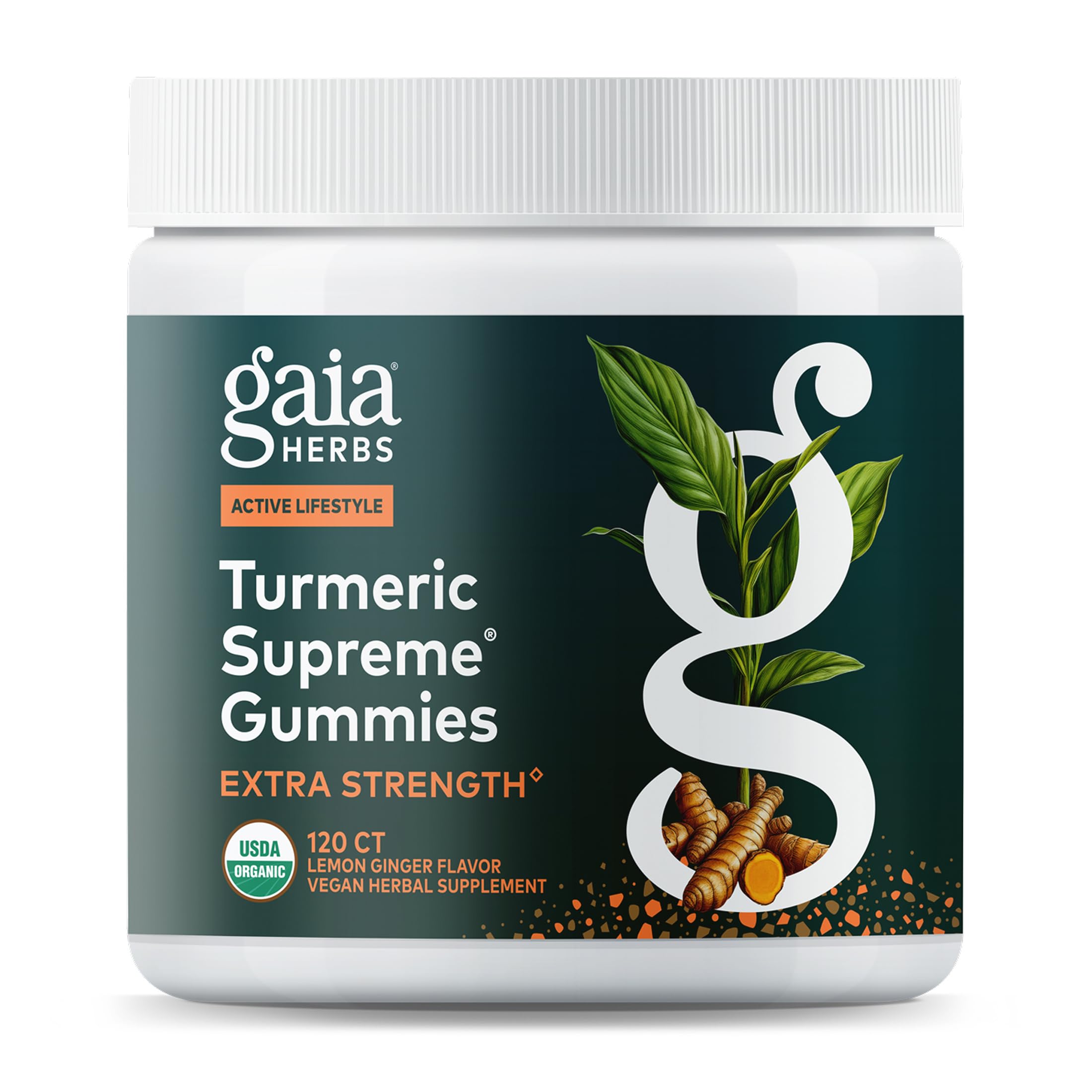 Turmeric Supreme Gummies Extra Strength - Supports Healthy Inflammatory Response in Healthy Individuals* - Lemon Ginger Flavor - 120 Vegan Organic Gummies (40 Servings)