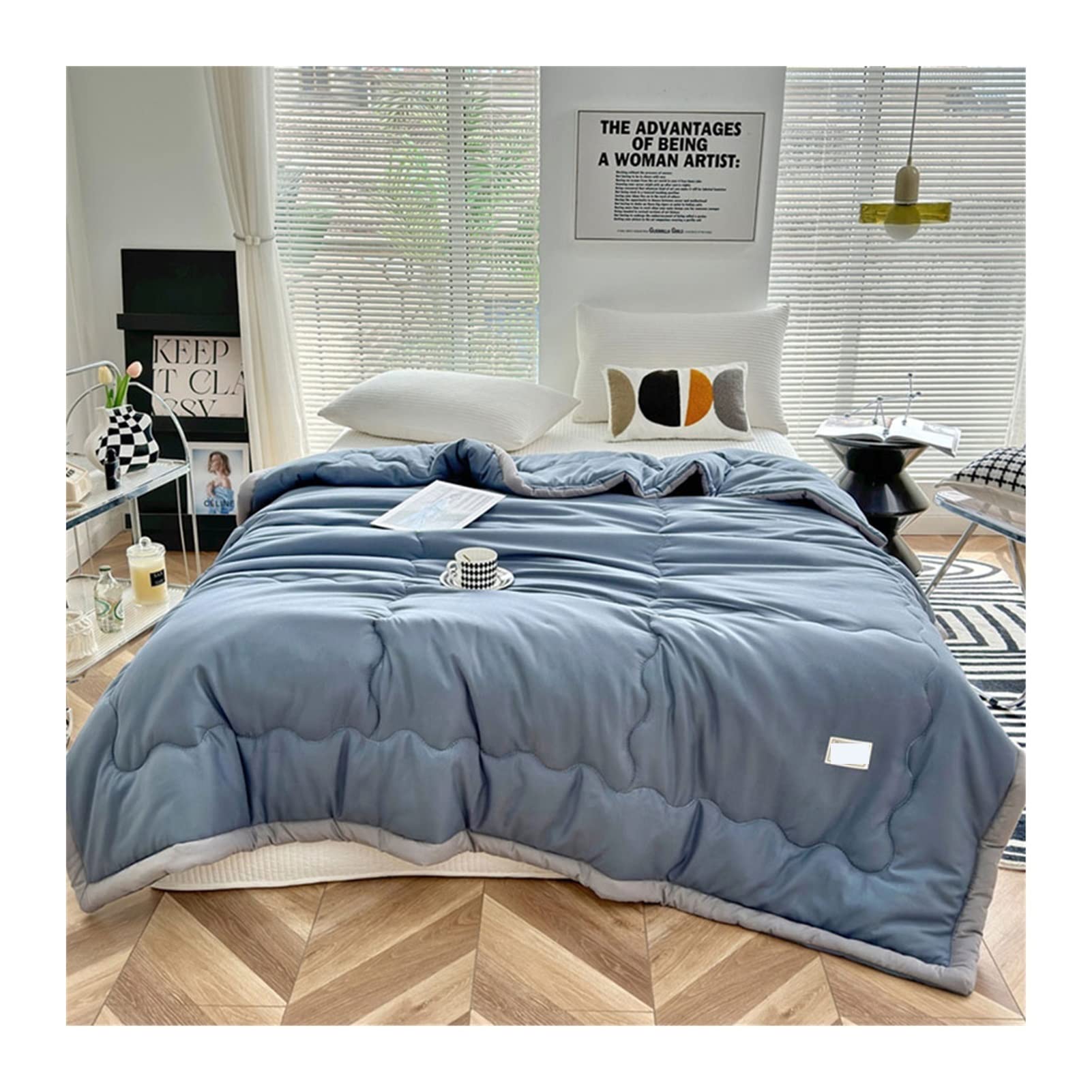 Couverture d'été légère et fraîche pour lit double 180x220cm bleu
