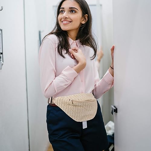 Miniatura 6 de Riñonera de paja de verano para mujer, bolsa cruzada ligera, bolsa tejida de rafia, bolsa de viaje