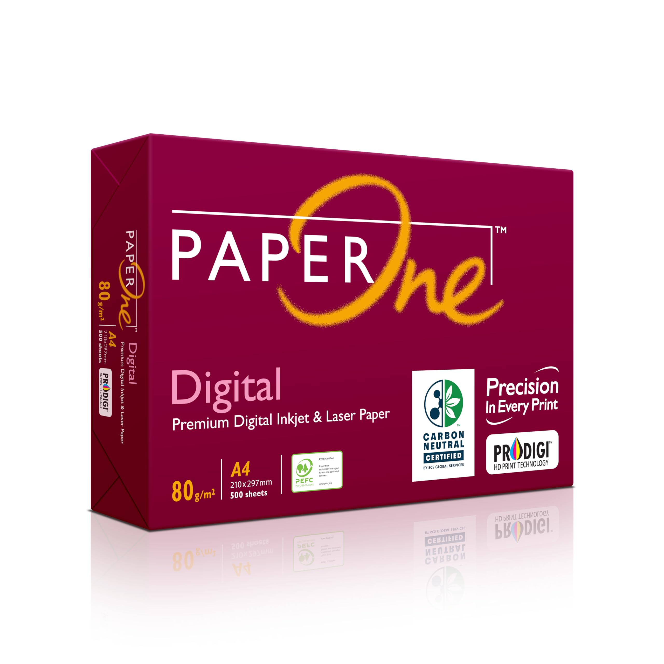PaperOneDigital Carbon Neutral Premium Copy Paper, 80 GSM, A4 Size, 500 sheets ream