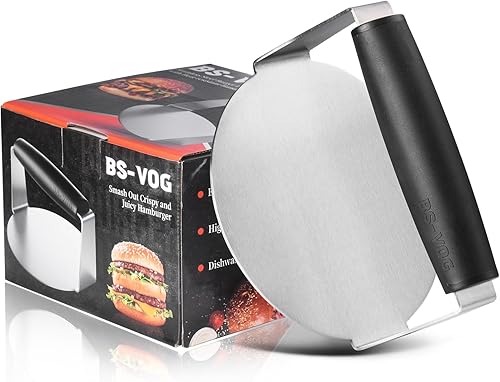 Miniatura 7 de BS-VOG Prensa de hamburguesas, trituradora de hamburguesas redonda de 6 pulgadas para plancha con mango antiquemaduras, prensa de hamburguesas de