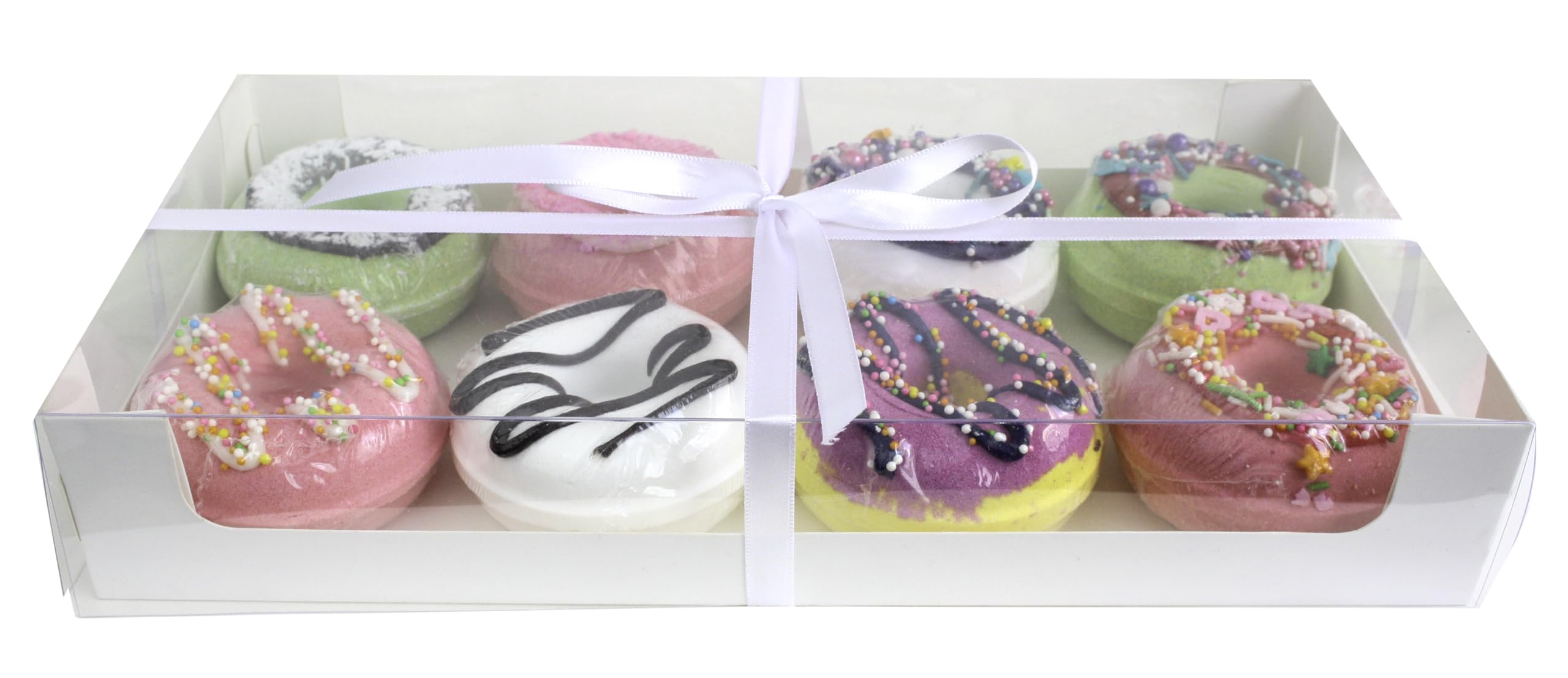 Emartbuy Pack of 96 White Gift Box, 30 cm x 16 cm x 5 cm, Cakes Cupcakes Cookies Muffin Doughnut Petit Fours Pie Desserts Box with Clear Window and Ribbon