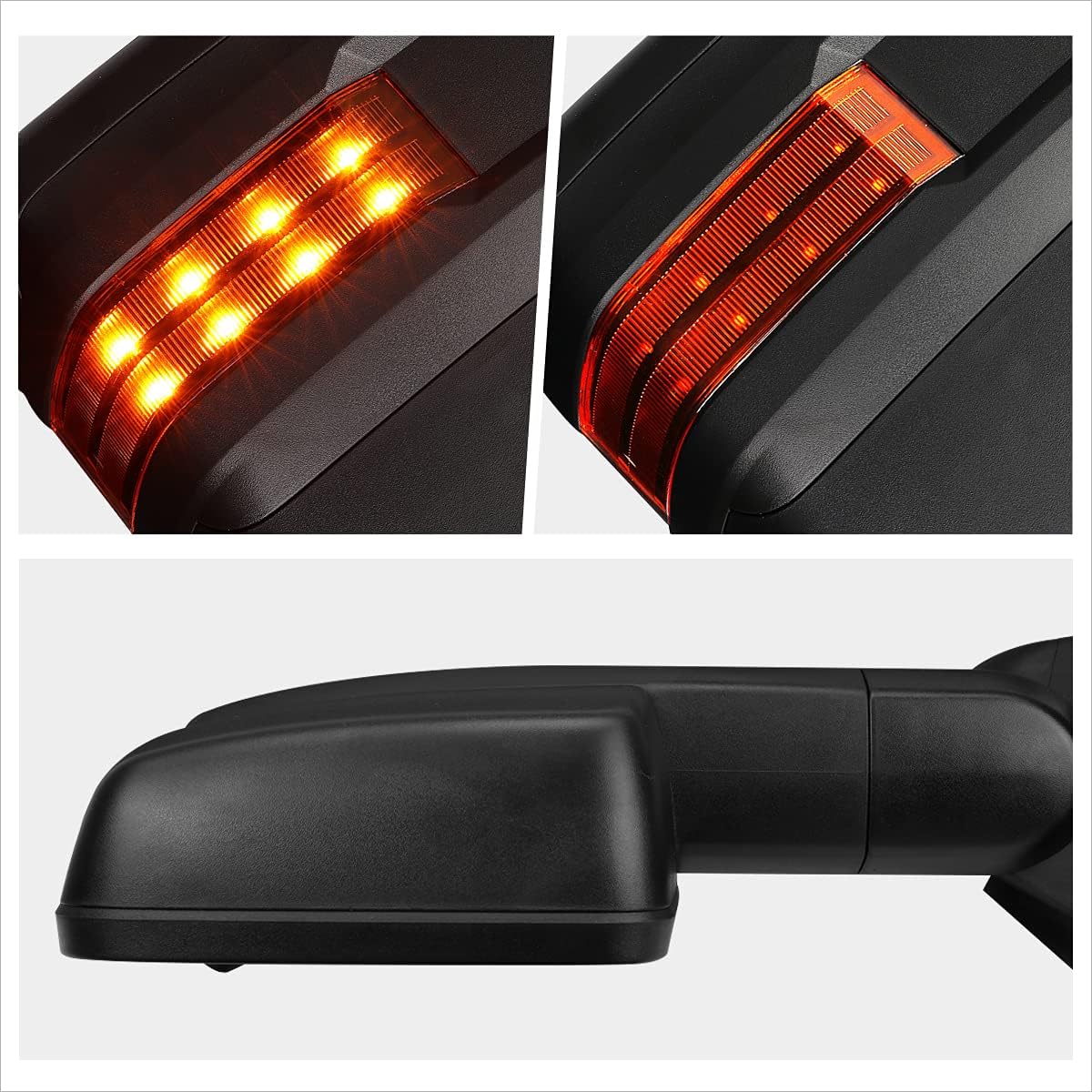 [Pair] Manual Adjusted Tow Towing Mirrors Side Mirrors w/LED Signal Compatible with 88-02 Chevy/GMC C/K Truck,Black