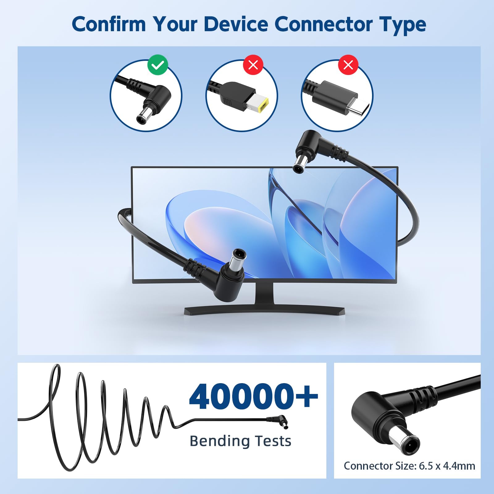 Cable de alimentación de 14 V compatible con Samsung Monitor S20A350B, S22D300HY S24F350FH, C24F390FHN C27F390FHN C27F396FHN S27D396FHN S27DD 80H Fuente de alimentación de TV 28E570D 4