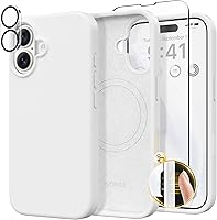 Vista 232 de GONEZ Funda de silicona para iPhone 14 Pro Max, compatible con MagSafe, con protector de pantalla + protector de lente de cámara, silicona líquida a