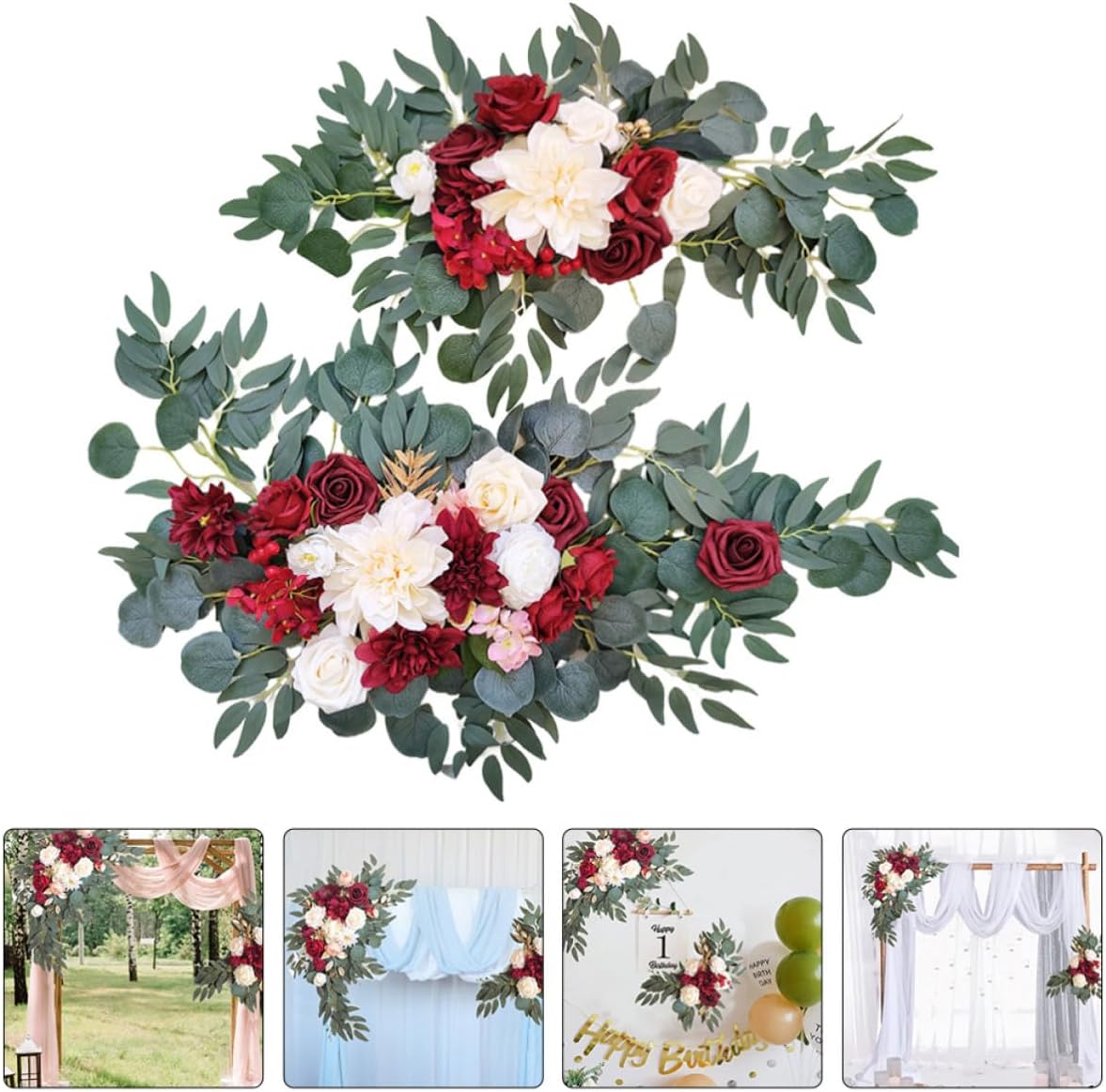 Garneck 2pcs Silk Wreath Artificial Flower Garlands for Wedding Decoration with Flexible Installation and Delicate Workmanship for Wedding Party and Space Environments