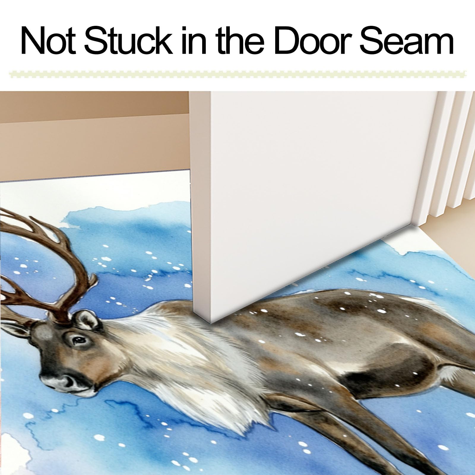 Felpudo Entrada Casa 90 x 150 cm, Alfombra para Puerta Nieve Antideslizante Lavable Alfombrilla Animales De Acuarela De Invierno Absorbentes para Entrada, Pasillo, Cocina