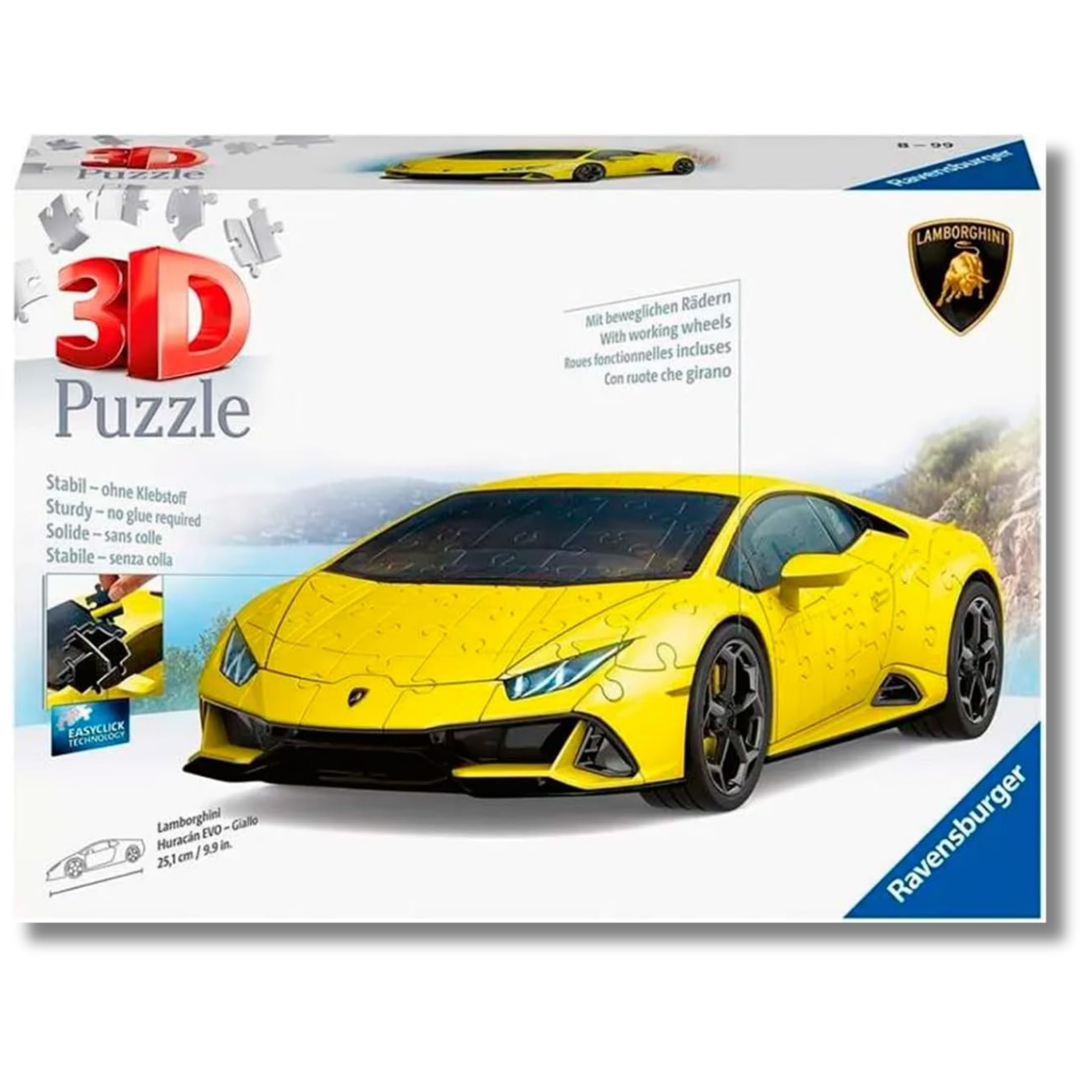 Ravensburger - Puzzle 3D Lamborghini Huracán EVO amarillo, 156 piezas | Maqueta 3D Lamborghini Huracán EVO amarilla de 156 piezas, para montar por adultos, de colección e ideal como regalo.