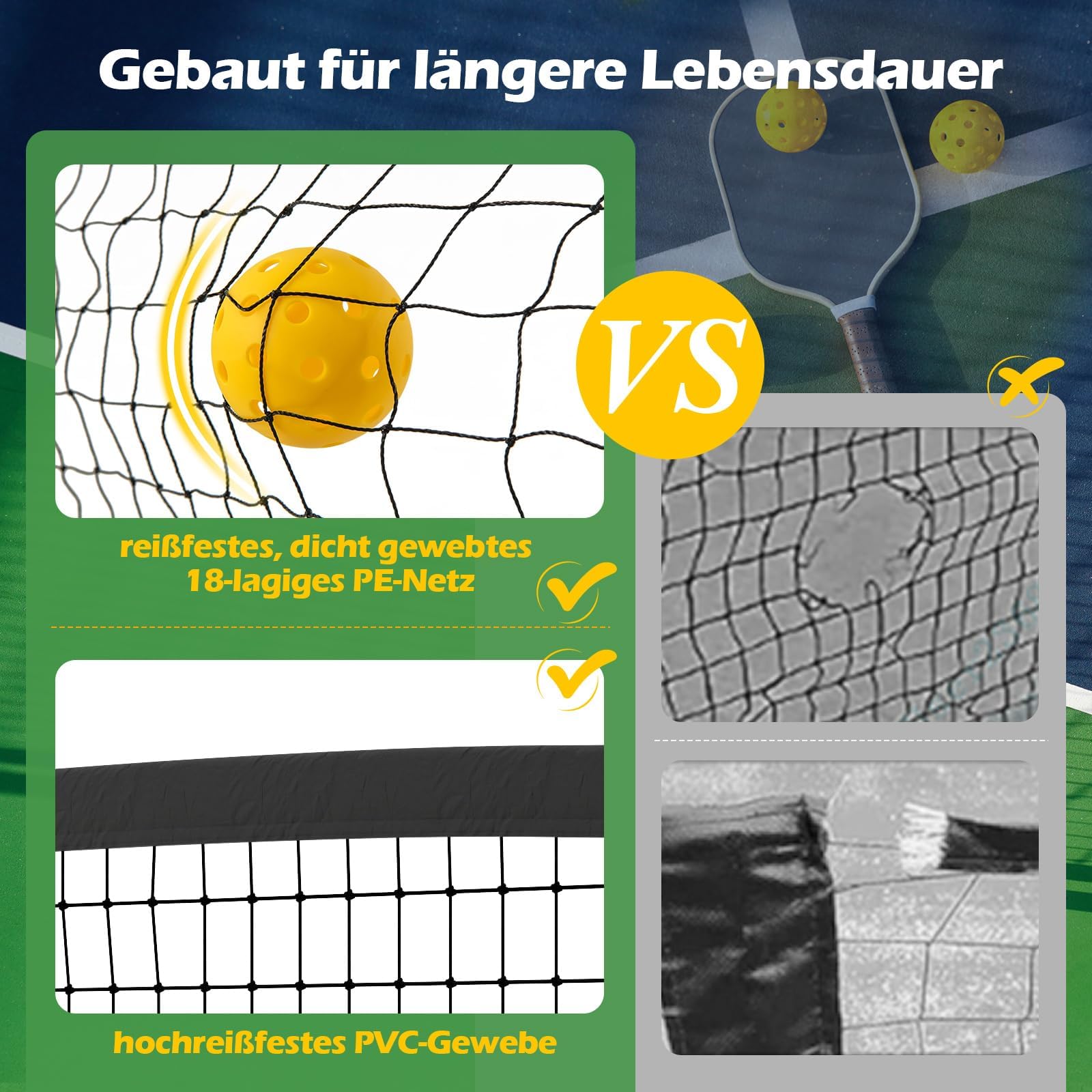 COSTWAY Pickleball Netz tragbar mit Rollen, 6,7 m Pickleball-System in offizieller Größe mit Metallrahmen & Tragetasche, Tennisnetz Outdoor wetterfest, Volleyballnetz für Hinterhof, Auffahrt
