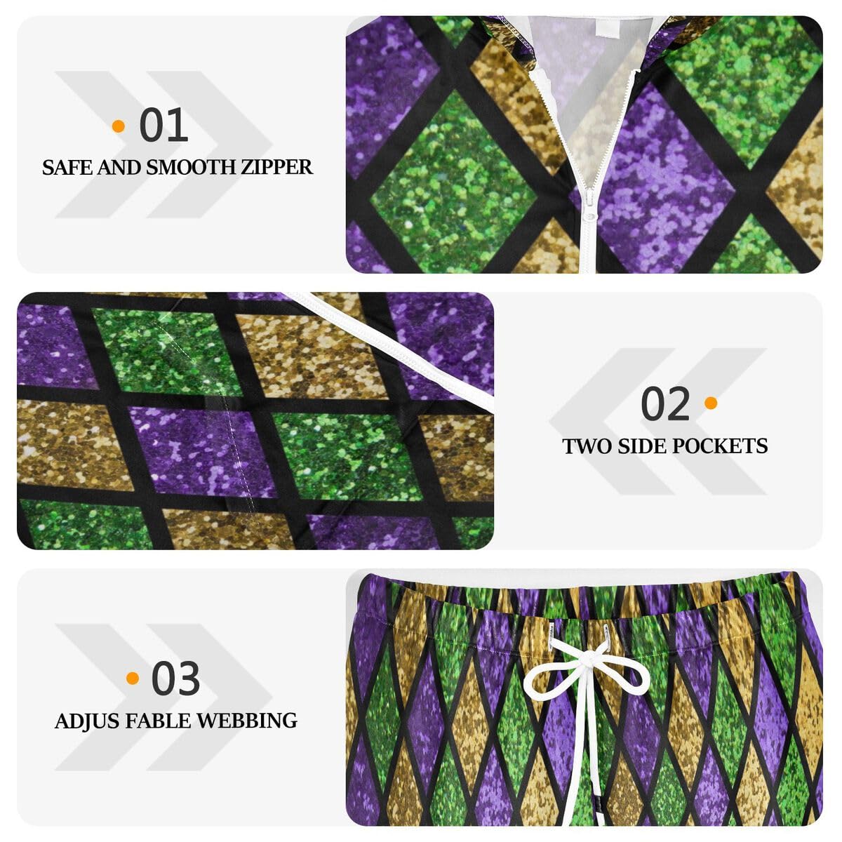 Conjunto deportivo de 2 piezas para mujer, color verde brillante, manga larga, diseño geométrico