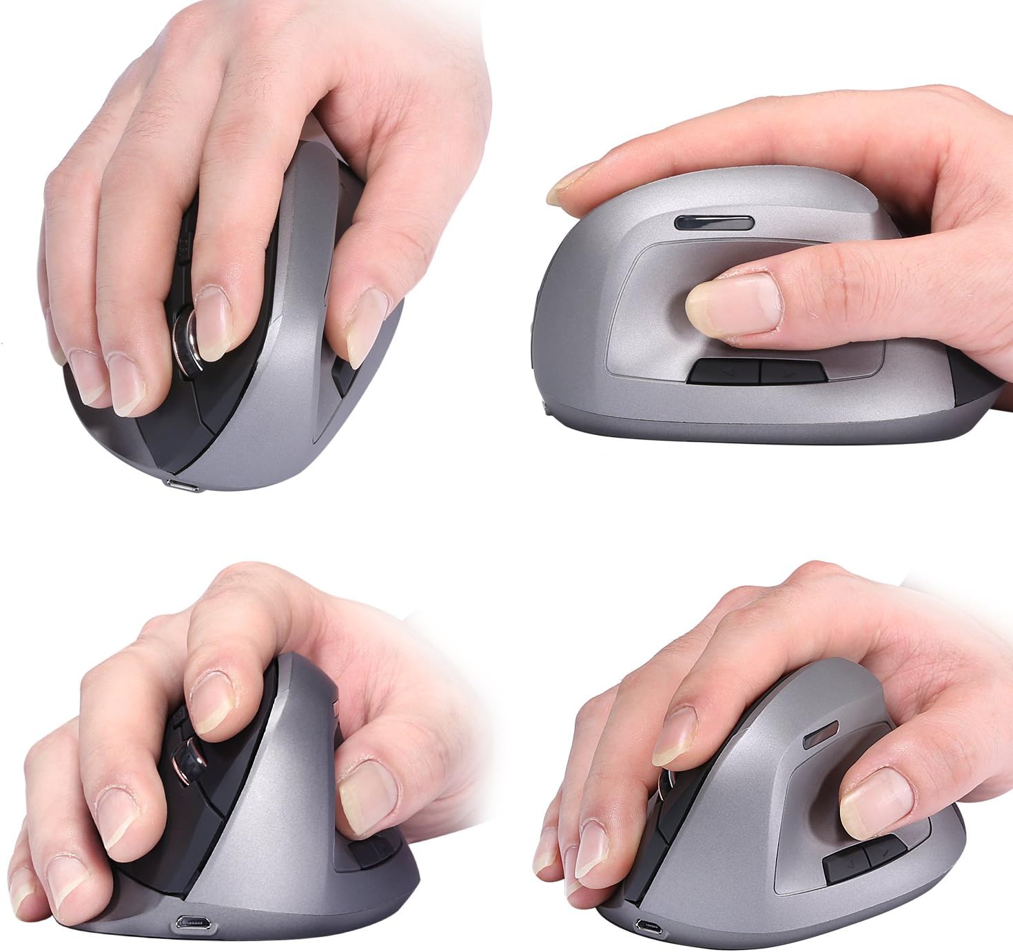 Hand holding KINGTOP vertical mouse demonstrating ergonomic grip