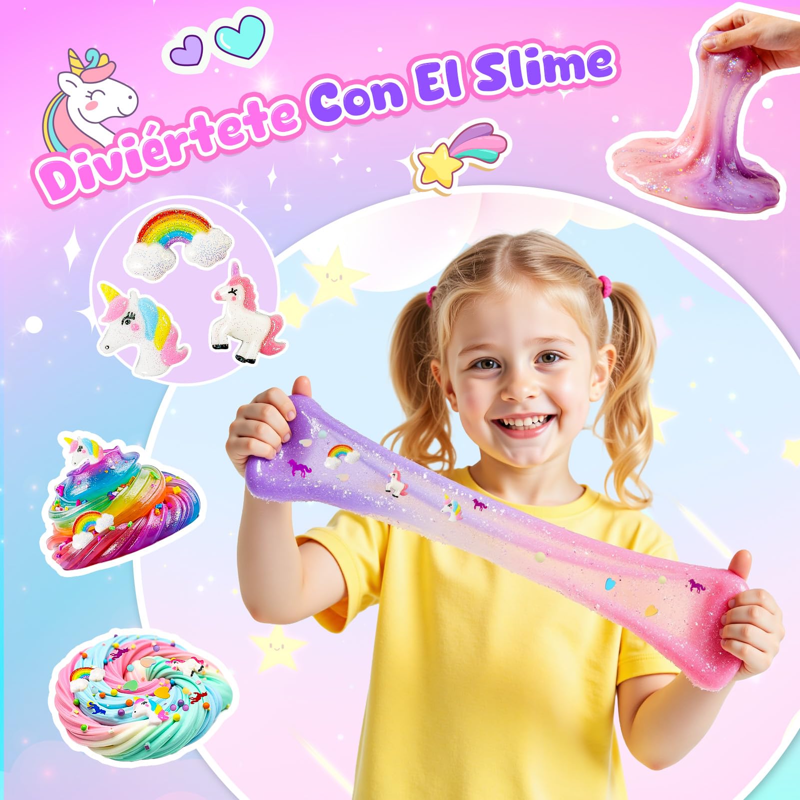 iKidiki Slime para Niñas, Regalo Niña 6 7 8 9 10 11 12 Años Unicornio Activador Slime Fluffy Kit Juguetes Niños Niña 6-12 Años Manualidades para Niñas Regalos de Cumpleaños para Niños