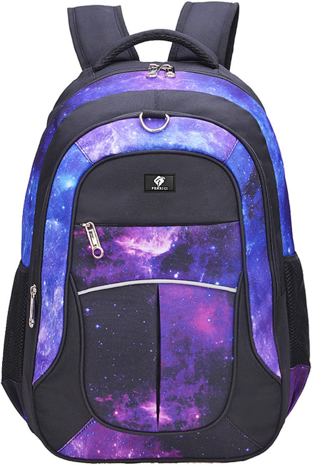 Fenrici Galaxy Backpack for Girls, Boys, Kids, Teens, 18" Durable Book Bags for Kindergarten, Elementary, Middle School Students, Standard Large Size
