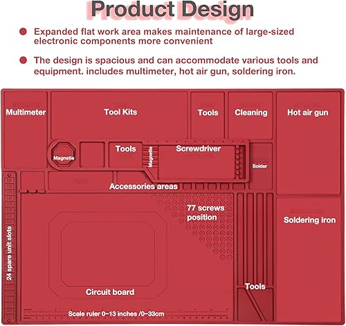 Miniatura 10 de Alfombrilla de soldadura de silicona resistente al calor 932F, ampliando el área de reparación, alfombrilla de trabajo de reparación electrónica,