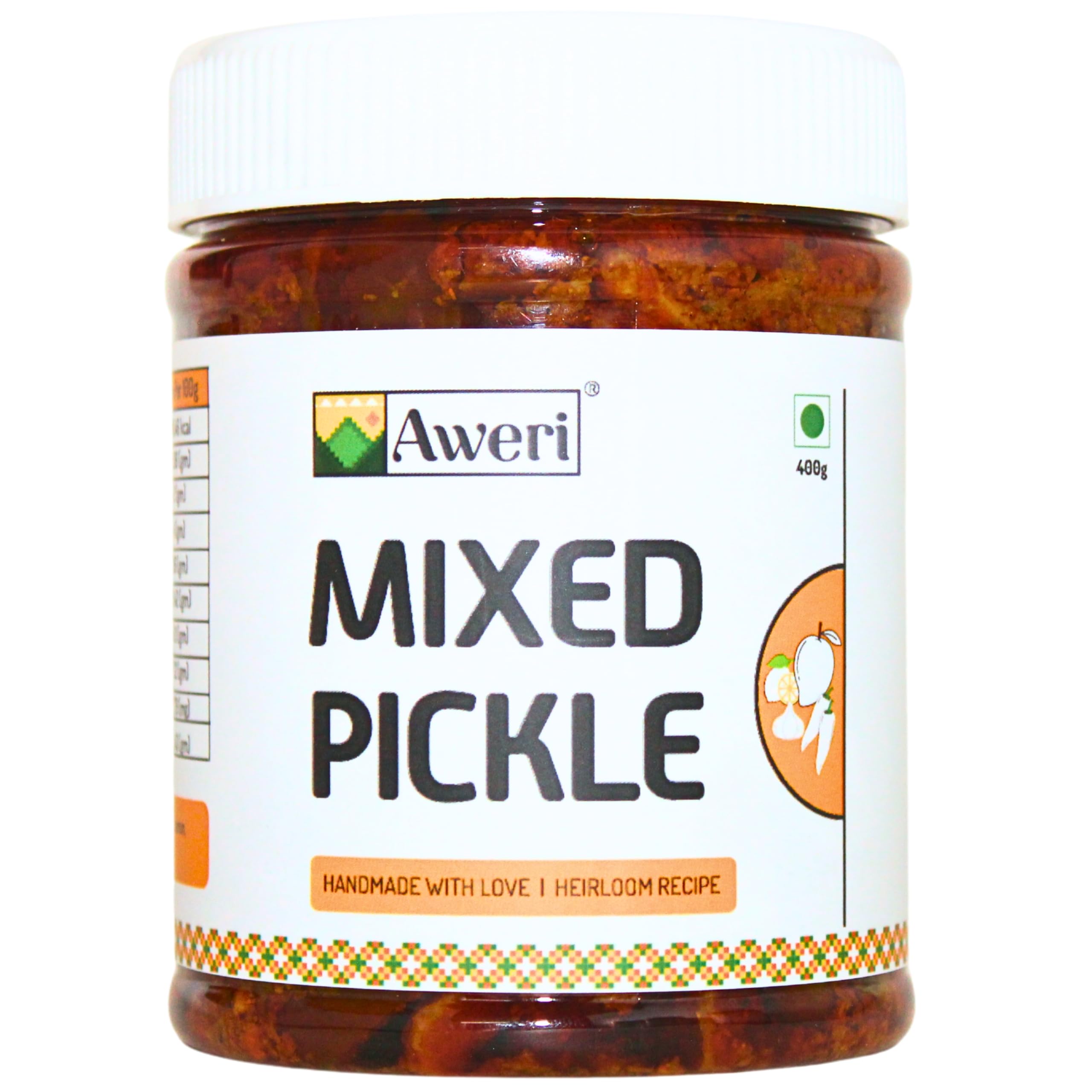 Aweri Mixed Pickle (400g): Mango, Lemon, Chilli, Garlic, Ginger, Dela, Karounda, Kathal & more | 100% Natural Homemade Taste | Made with Cold Pressed Mustard Oil | Hygienic Preparation & Packing (B0BDV6FW2H) Amazon Price History, Amazon Price Tracker