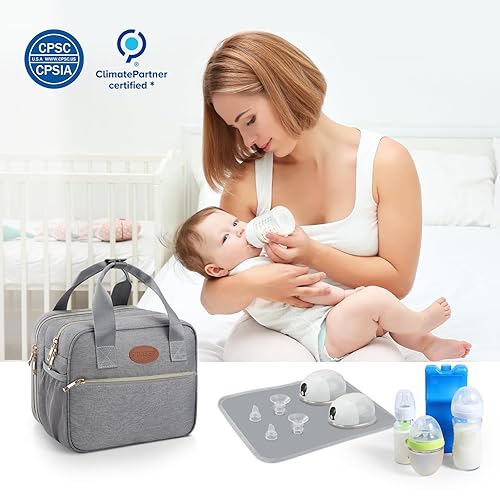 Miniatura 6 de PIIOSER Bolsa enfriadora de leche materna con bolsa de hielo, compatible con extractores de leche portátiles y accesorios, estuche de transporte