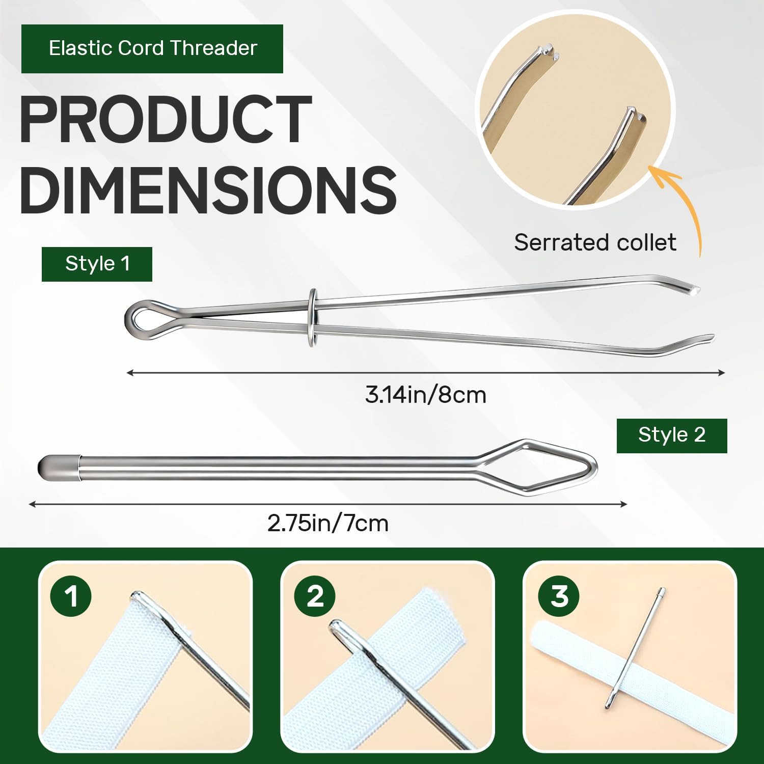 Upgraded 2PCS Drawstring Threader Tool - Stainless Steel Easy Pull Rope Threader with Tweezers for DIY Sewing Craft, Fix Broken Drawstrings in Hoodies Pants Sweaters Jackets (2 Pcs)