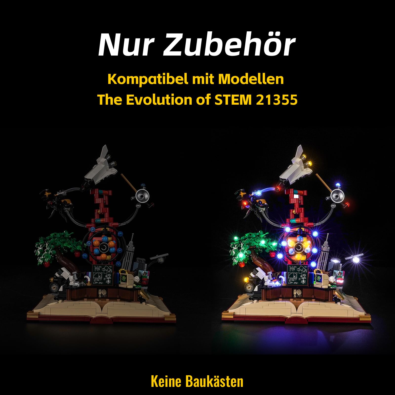 Zestaw świateł LED kompatybilny z Lego The Evolution of STEM 21355 (nie jest to model), zestaw oświetlenia dekoracyjnego kompatybilny z Lego 21355 The Evolution of STEM kreatywna zabawka