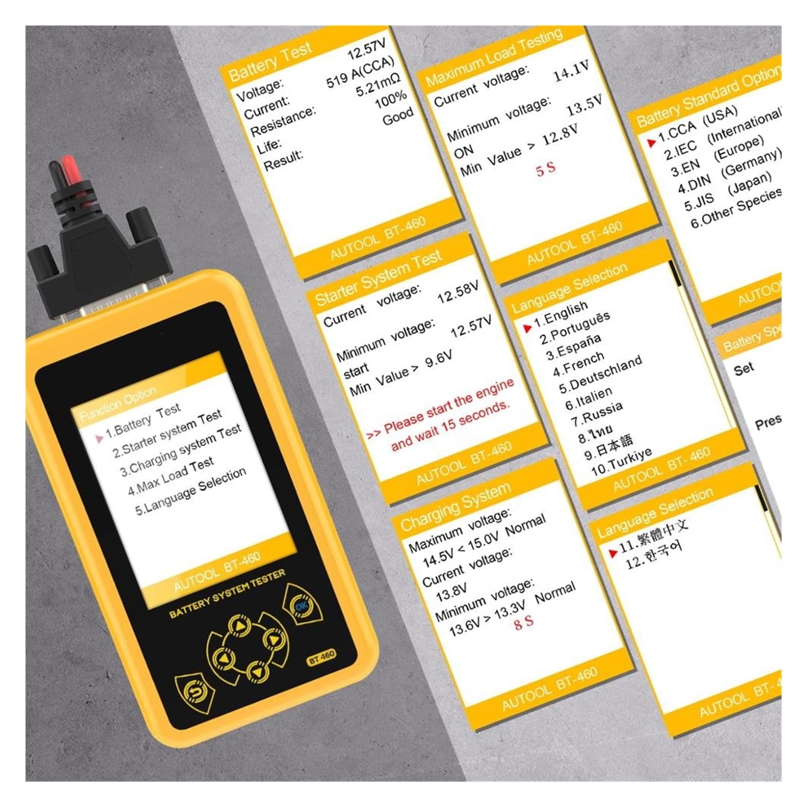 Kolorowy Wyświetlacz 12V 24V Tester Akumulatora Samochodowego Analizator Do Samochodów Ciężarowych TFT 4 Cal Wielofunkcyjny łAtwy W UżYciu