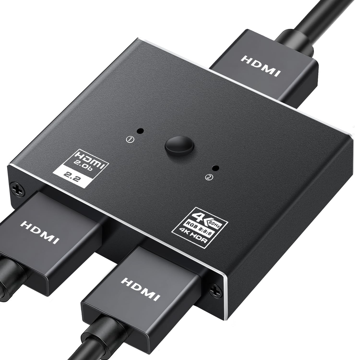 Ein Hdmi Ausgang 2 Bilder HDMI Switch 4k@60Hz, Aluminum HDMI 2.0 Bi-directional Switcher 2 in 1