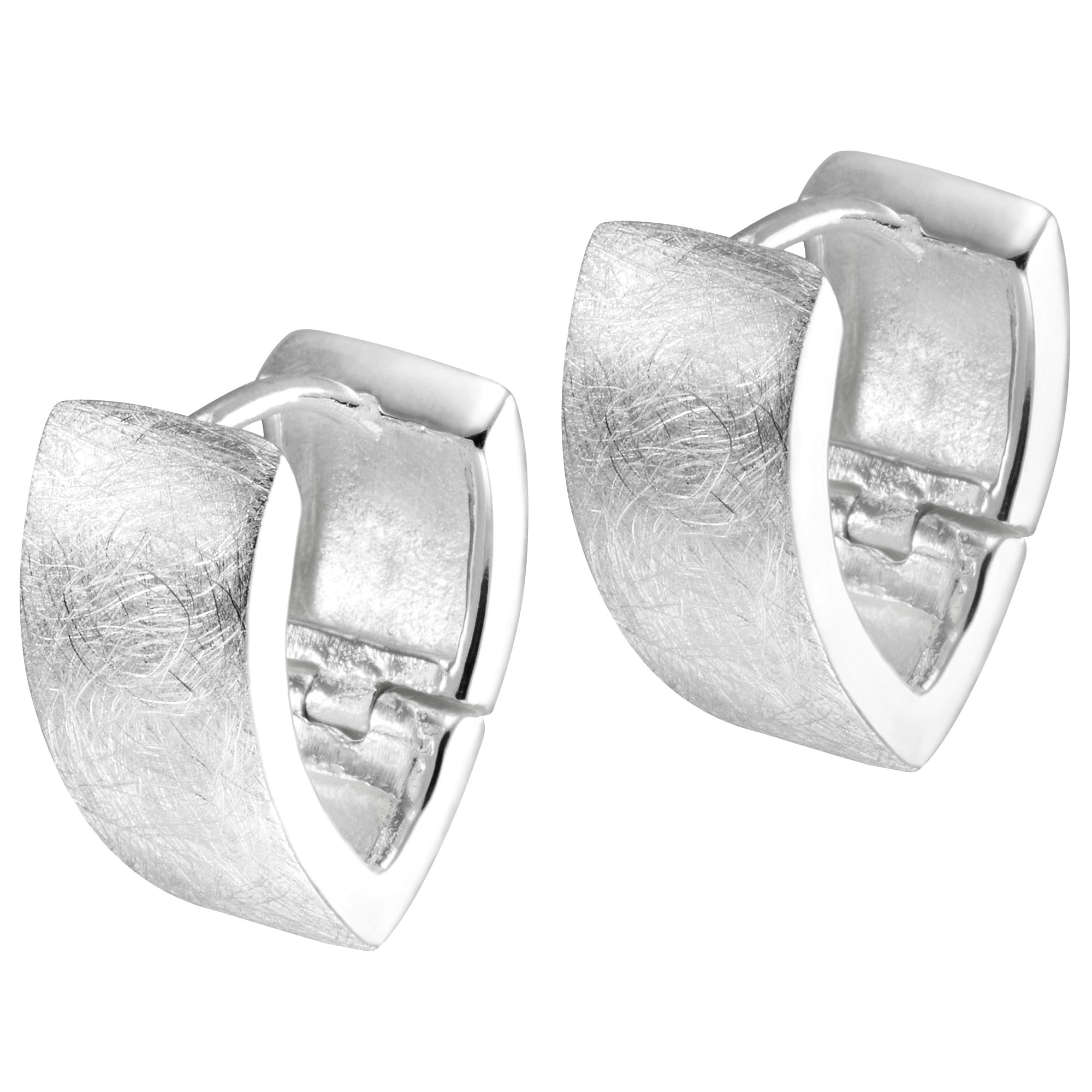 Vinani Klapp-Creolen V-Form breit gebürstet Sterling Silber 925 Ohrringe CJB