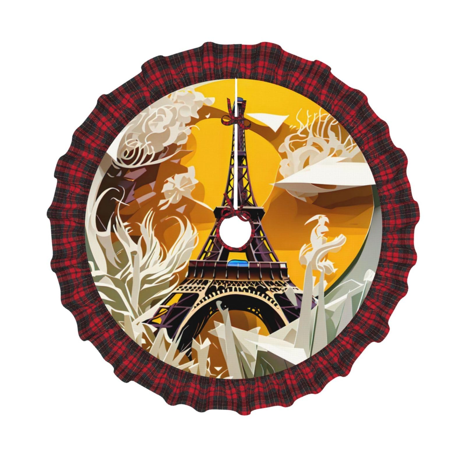 Jupe de sapin de Noël Paris Tour Eiffel en tissu de 122 cm