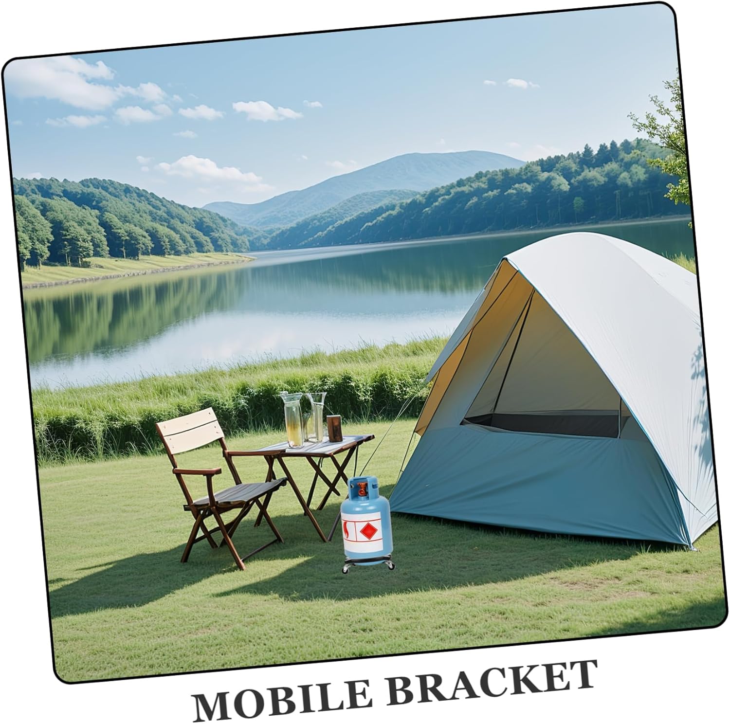Stainless Steel Propane Tank Bracket Movable Base Swivel Wheels Rv Camping Fuel Bottle Holder