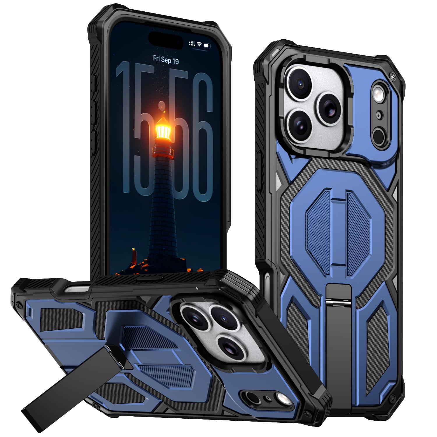 Coque iPhone 16 Pro magnétique bleu silicone rigide antichoc
