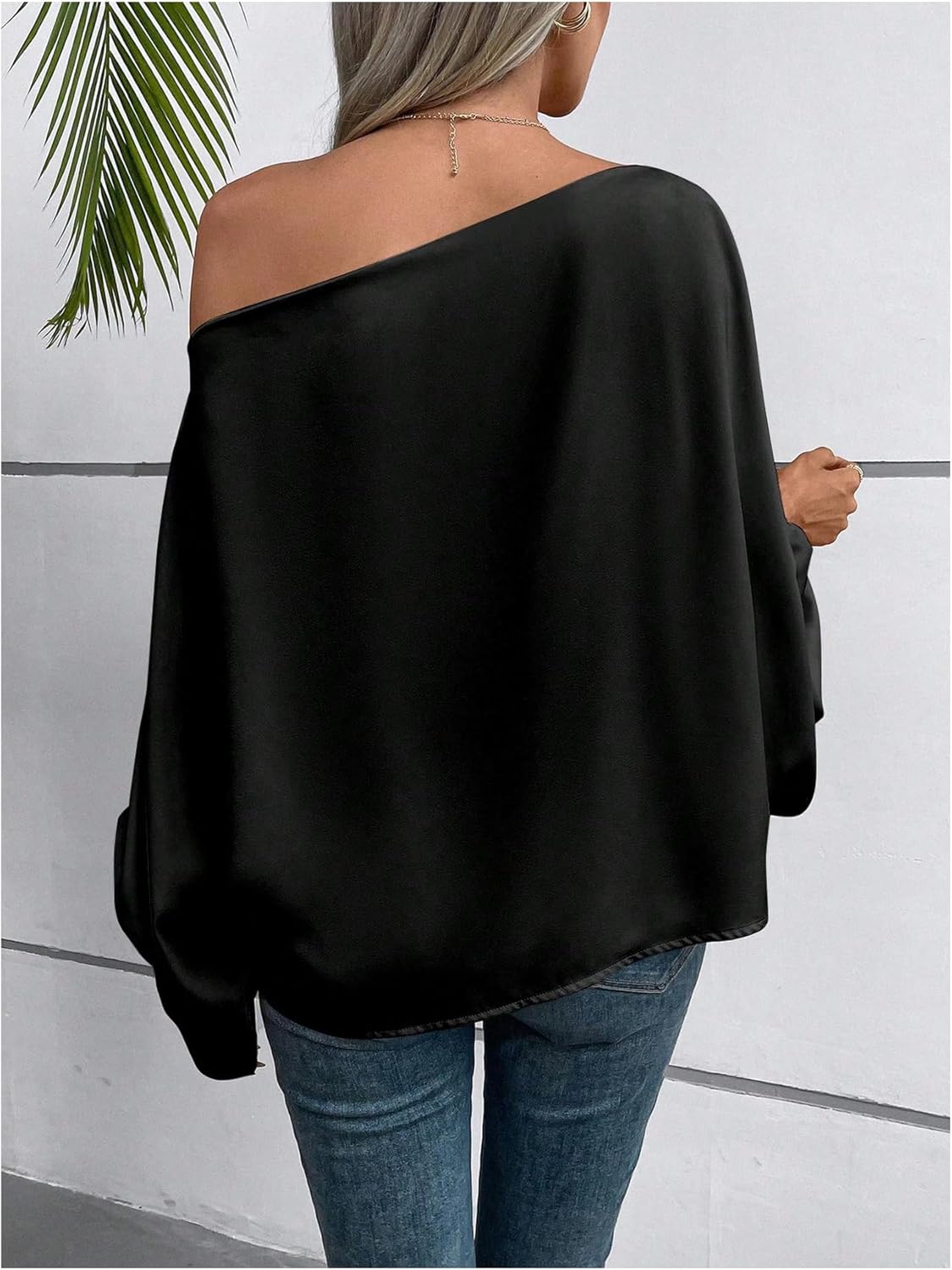 Verdusa Off The Shoulder Blouses for Women 3/4 Length Sleeve Asymmetrical Tops Dressy Casual Blouse - Image 3