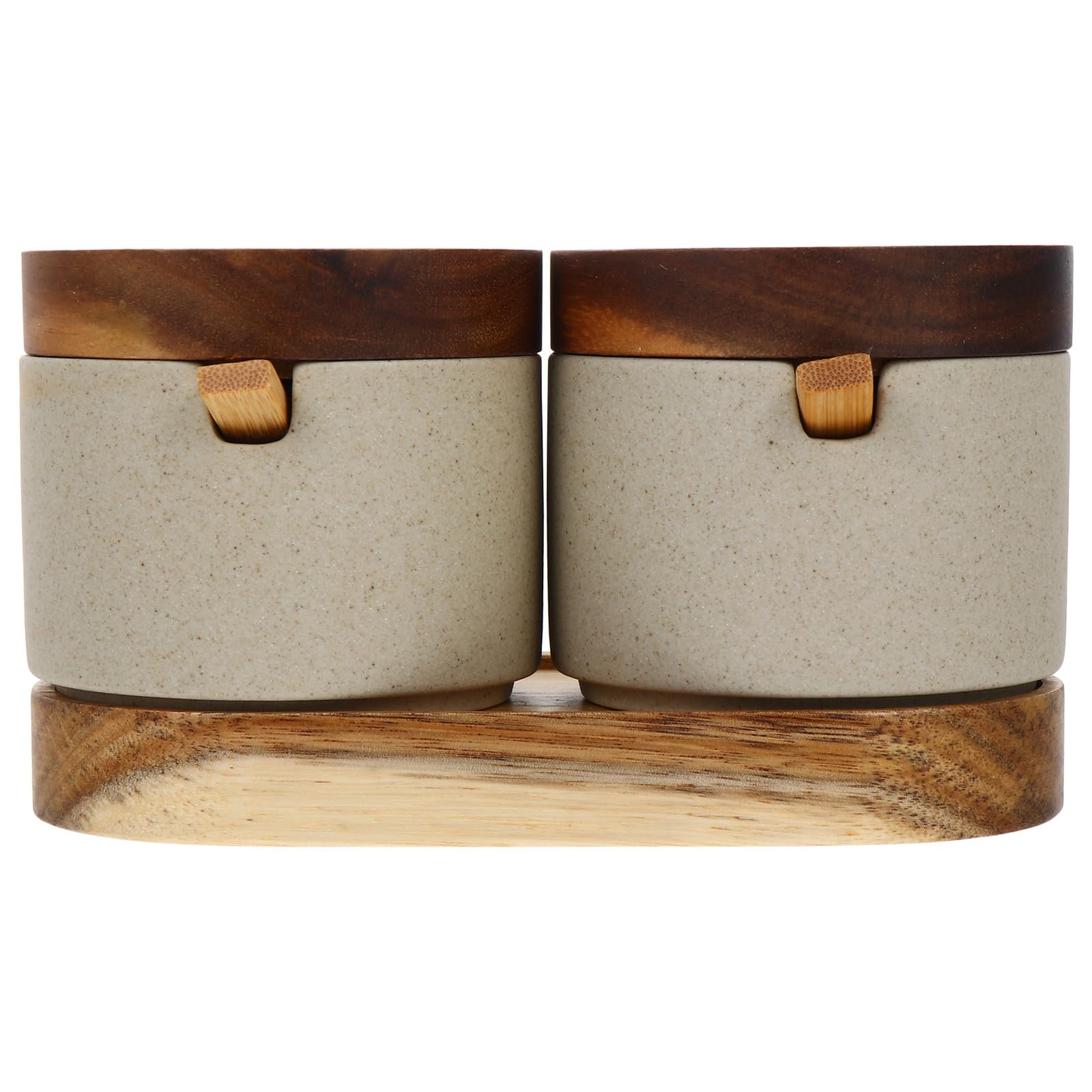 DOITOOL Tarros de Condimentos de Cerámica con Tapa y Cuchara para Cocina, Diseño Simple y Elegante, Ideales para Almacenar Especias y Condimentos Hogar