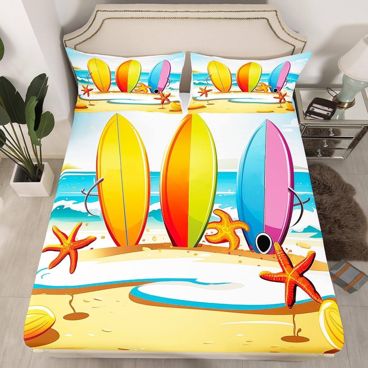 Erosebridal 3D Lizard Bed Sheets Botanical Plants Fitted Sheet Full Size, Wild Animal Bedding Reptile Wildlife Sheet, Branches Leaves Bed Cover for All Seasons (Deep Pocket)