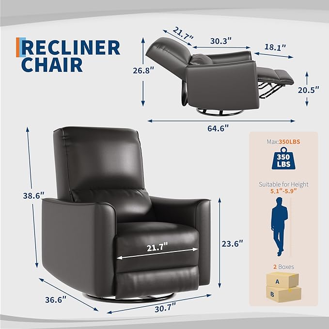 Sillón Reclinable Giratorio Mecedora con Respaldo Alto miniatura 2
